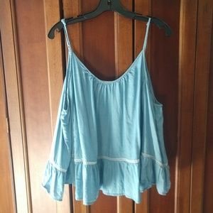 Chambray Cold Shoulder Top - Anthropologie